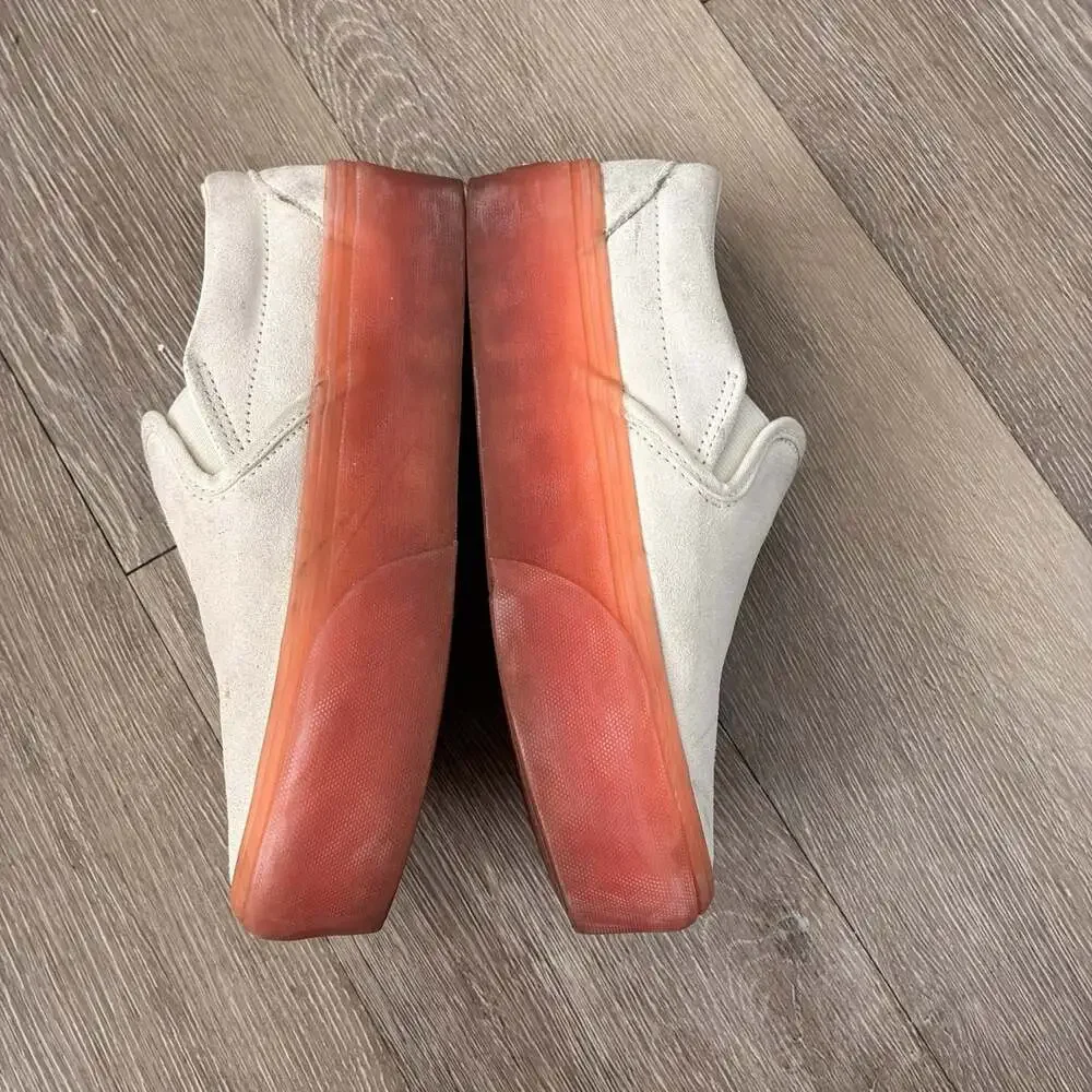 VANS White Suede Slip Ons Stackform Peach Rubber Women’s 7 Men’s 5 RARE EUC